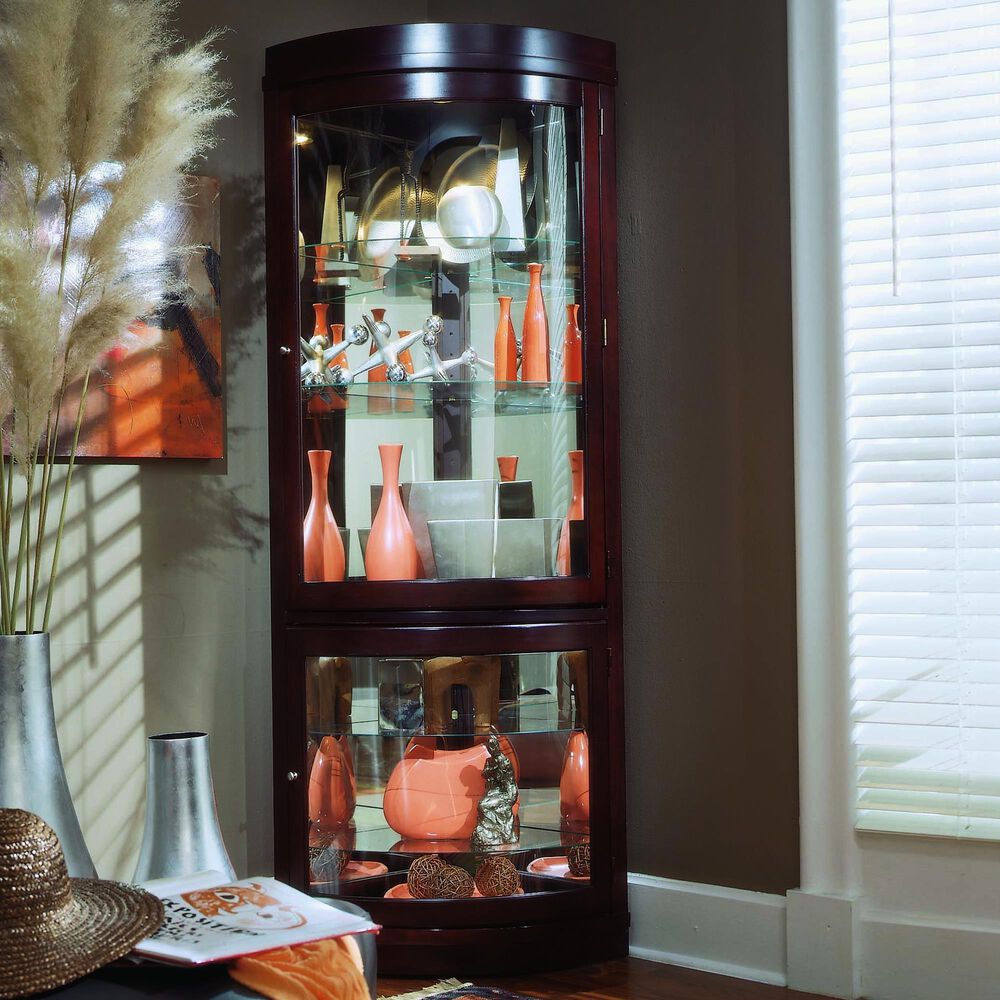 Chapel Hill 5-Shelf Corner Curio in Cherry Brown, , large