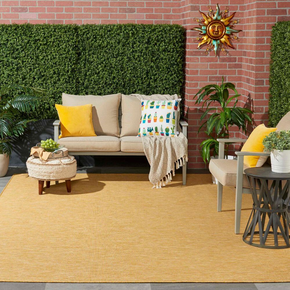 Nourison Positano 7&#39; x 10&#39; Yellow Indoor/Outdoor Area Rug, , large