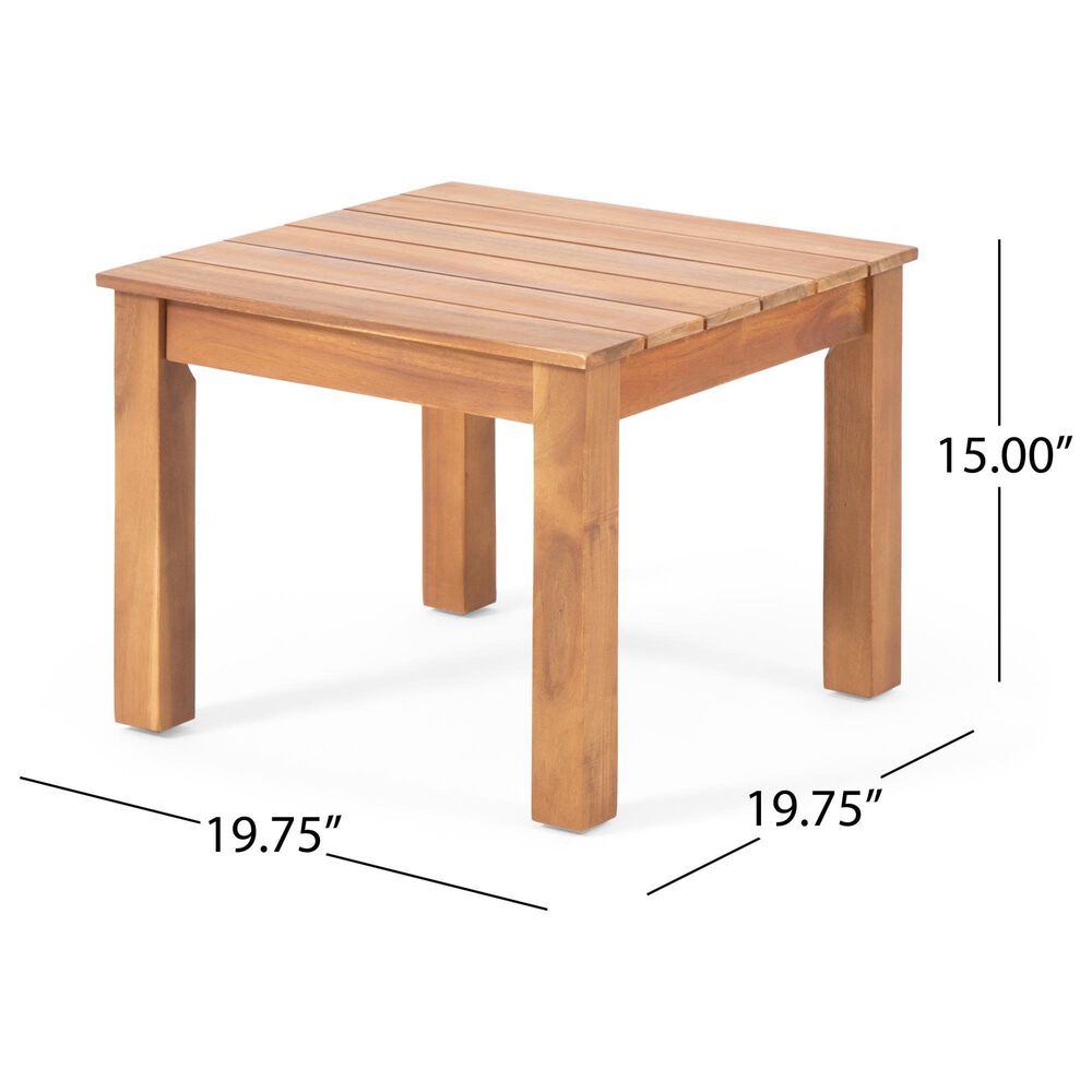 Hearth and Haven Temecula Outdoor Square Side Table with Slatted Top in Brown, , large