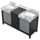 Lexora Home Zilara 60" Double Bathroom Vanity in Black and Grey with 11 cm Castle Grey Marble Top and Rectangular Sinks, , large