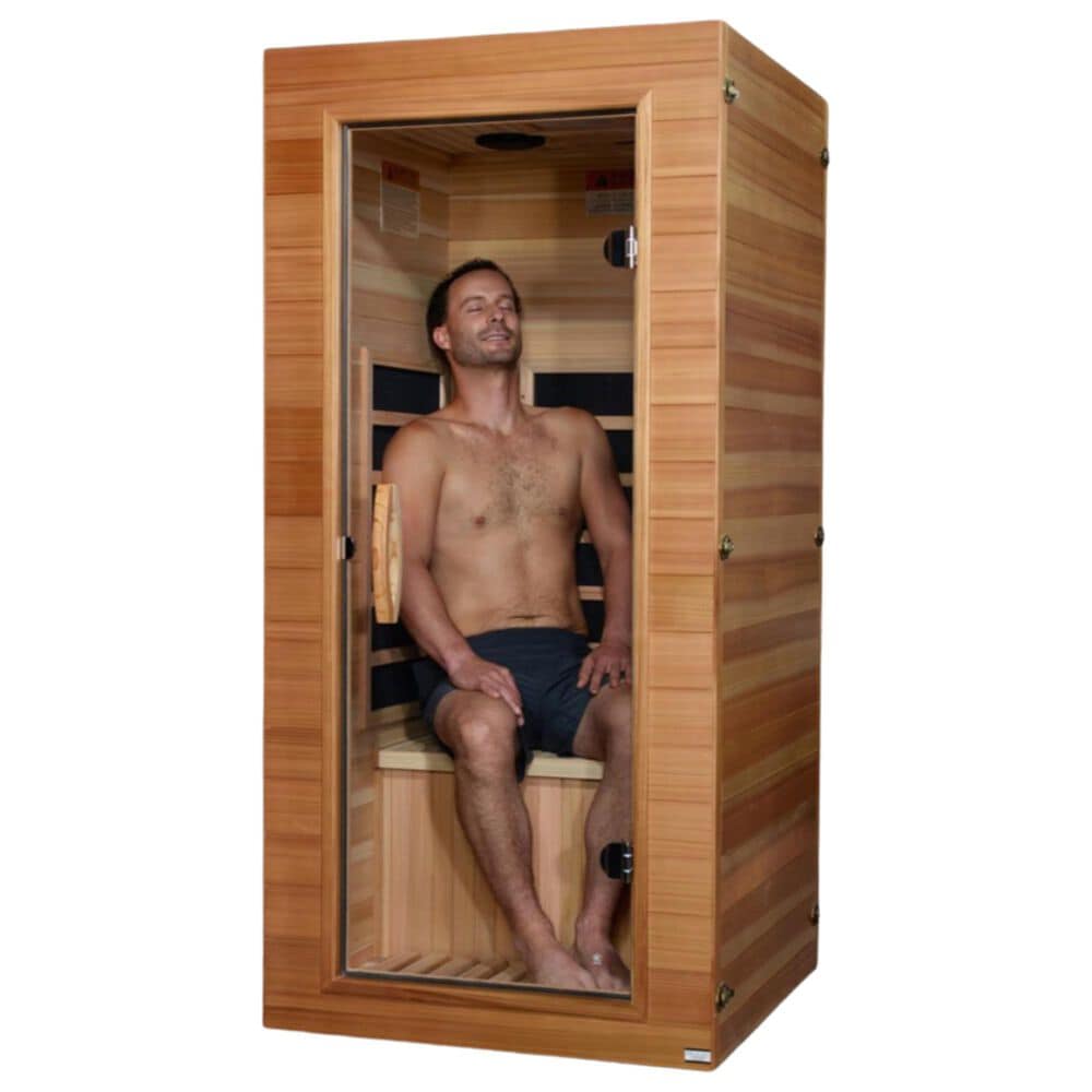 EZlife Elite 1-Person Compact Ultra Low EMF FAR Infrared Home Sauna in Natural Hemlock, , large