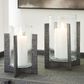 Ashley Garekton Candle Holder in Antiqued Pewter and Clear (Set of 2), , large
