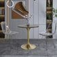Leisuremod LeisureMod Verve Collection 27 Round Dining Table, Brushed Gold Base with Dark Maple MDF Top, , large
