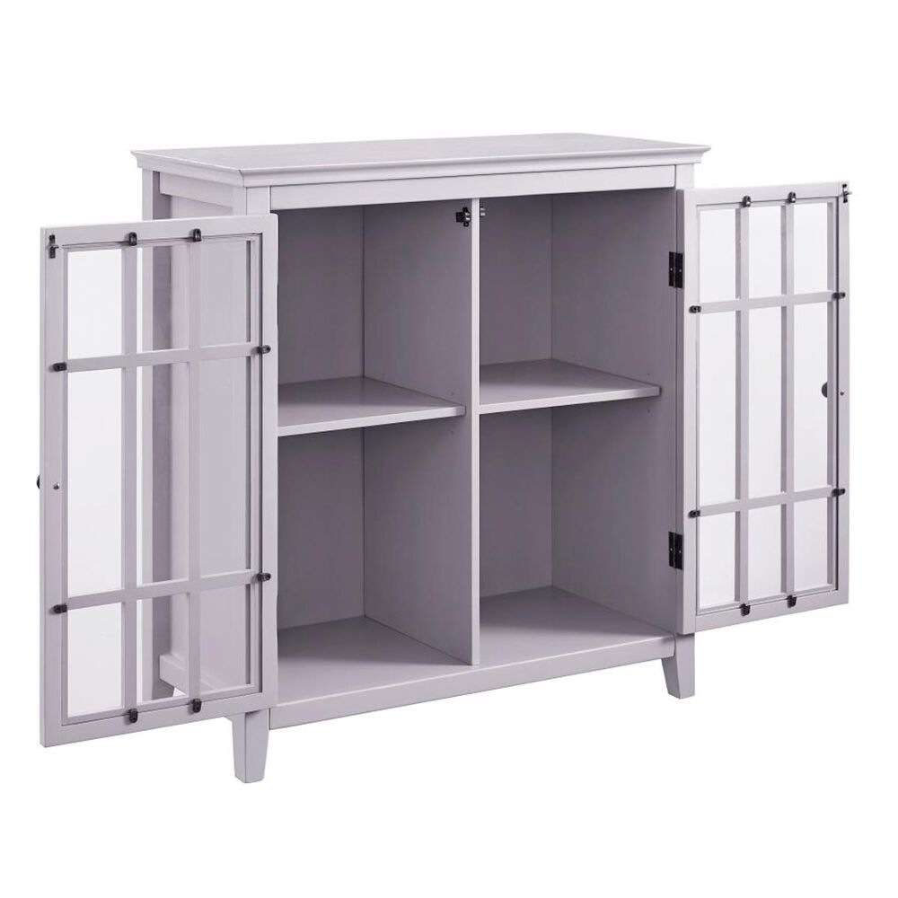 Linden Boulevard Largo Glassfront Double Door Cabinet in Gray, , large