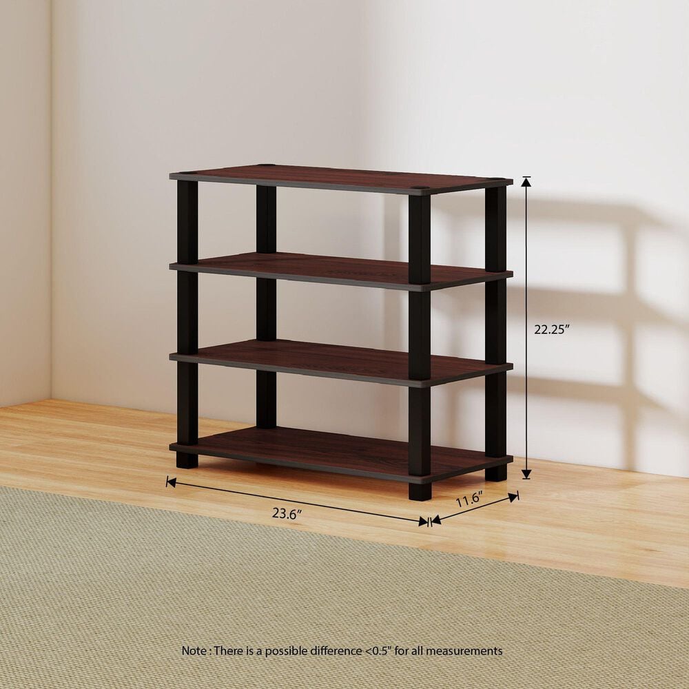 Noviland 4-Tier Shoe Rack in Dark Cherry and Black, , large