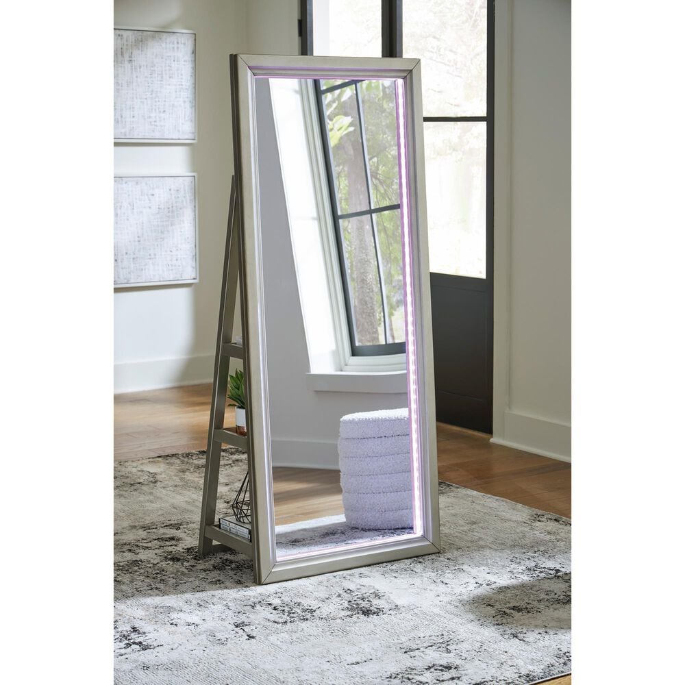 Ashley Evesen Floor Standing Mirror with Shelves in Champagne, , large