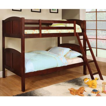 Furniture of America Rowe Twin over Twin Bunk Bed in Cherry, , large
