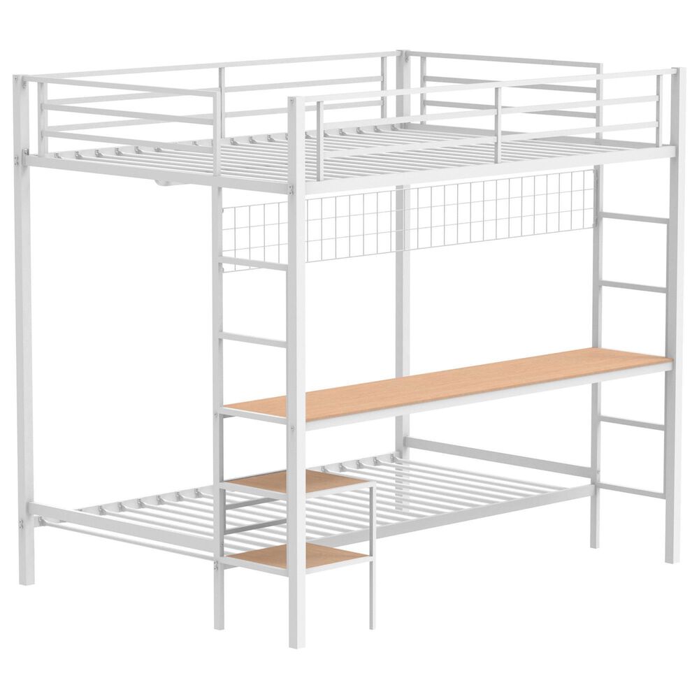 Pacific Landing Bettoni Full Over Twin Bunk Bed in Matte White, , large