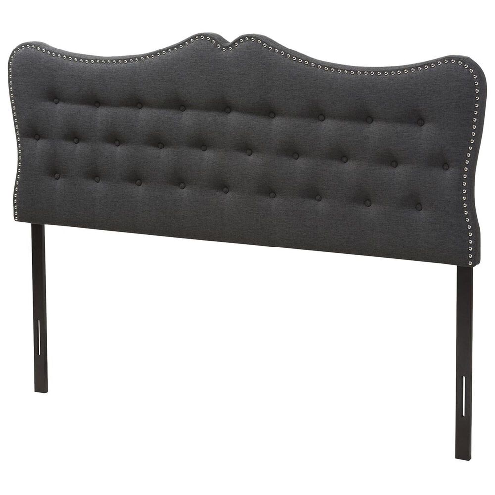 Baxton Studio Emma Queen Upholstered Headboard in Dark Grey, , large