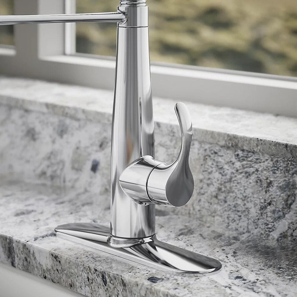 Ultra Faucets Euro Single-Handle Semi-Pro Pull-Down Kitchen Faucet,  Stainless Steel - UF17203, image size:1000x1000