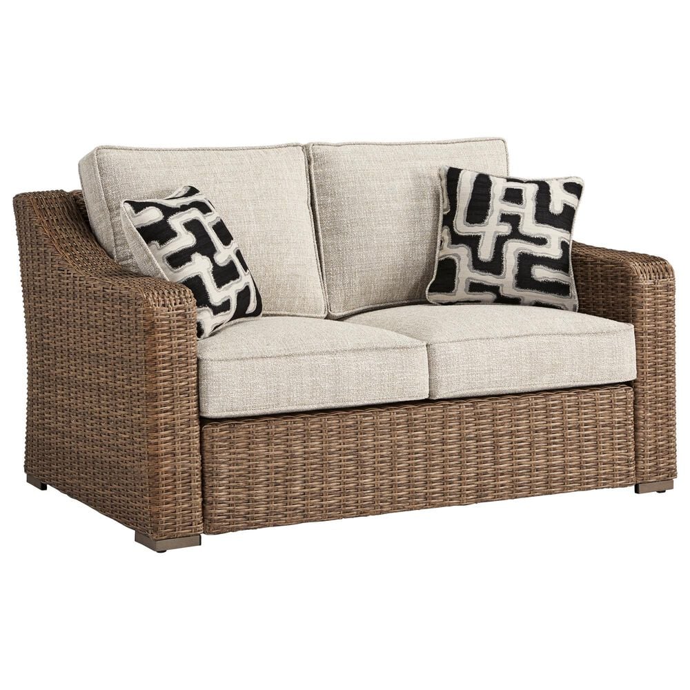 Ashley Beachcroft Patio Loveseat in Beige, , large