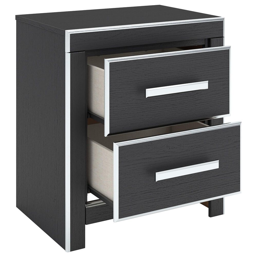 Ashley Zuraleus 2-Drawer Night Stand in Matte Black and Chrome, , large