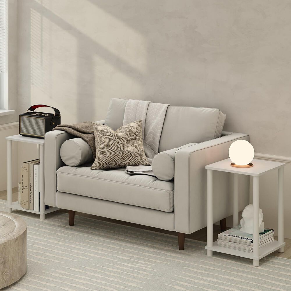 HOMLUX Turn-N-Tube End Table in White (Set of 2), , large