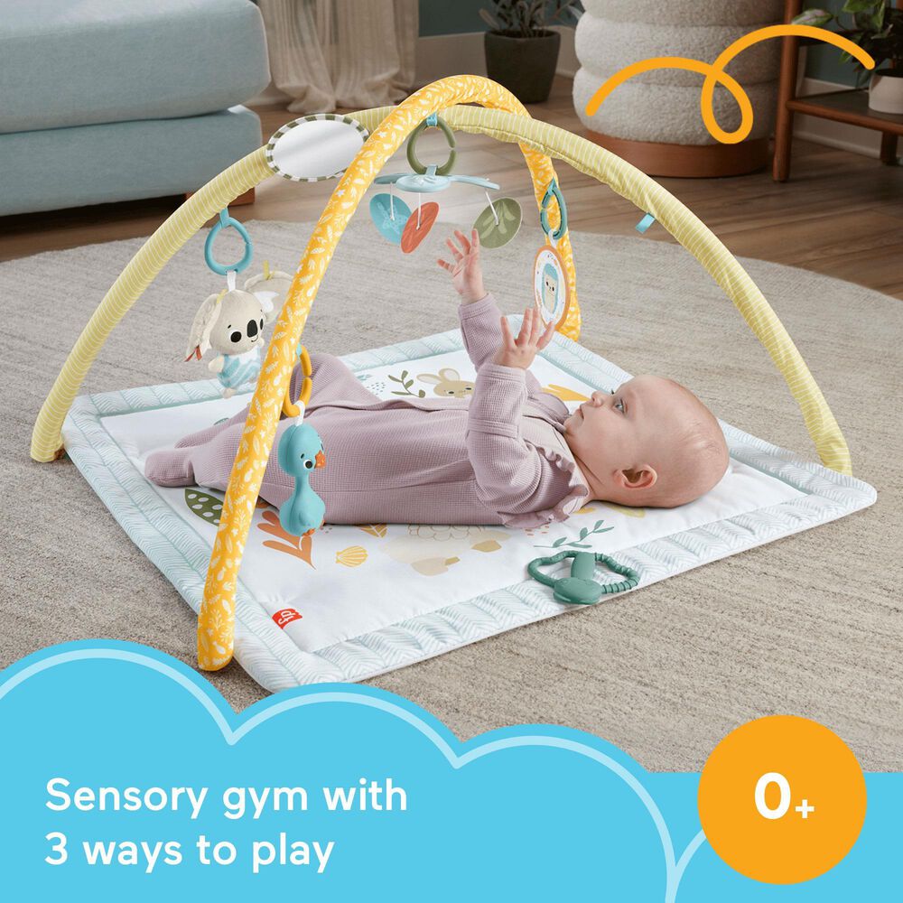 Fisher Price Simply Senses Newborn Gym Baby Activity Mat With 6 Sensory Toys, , large