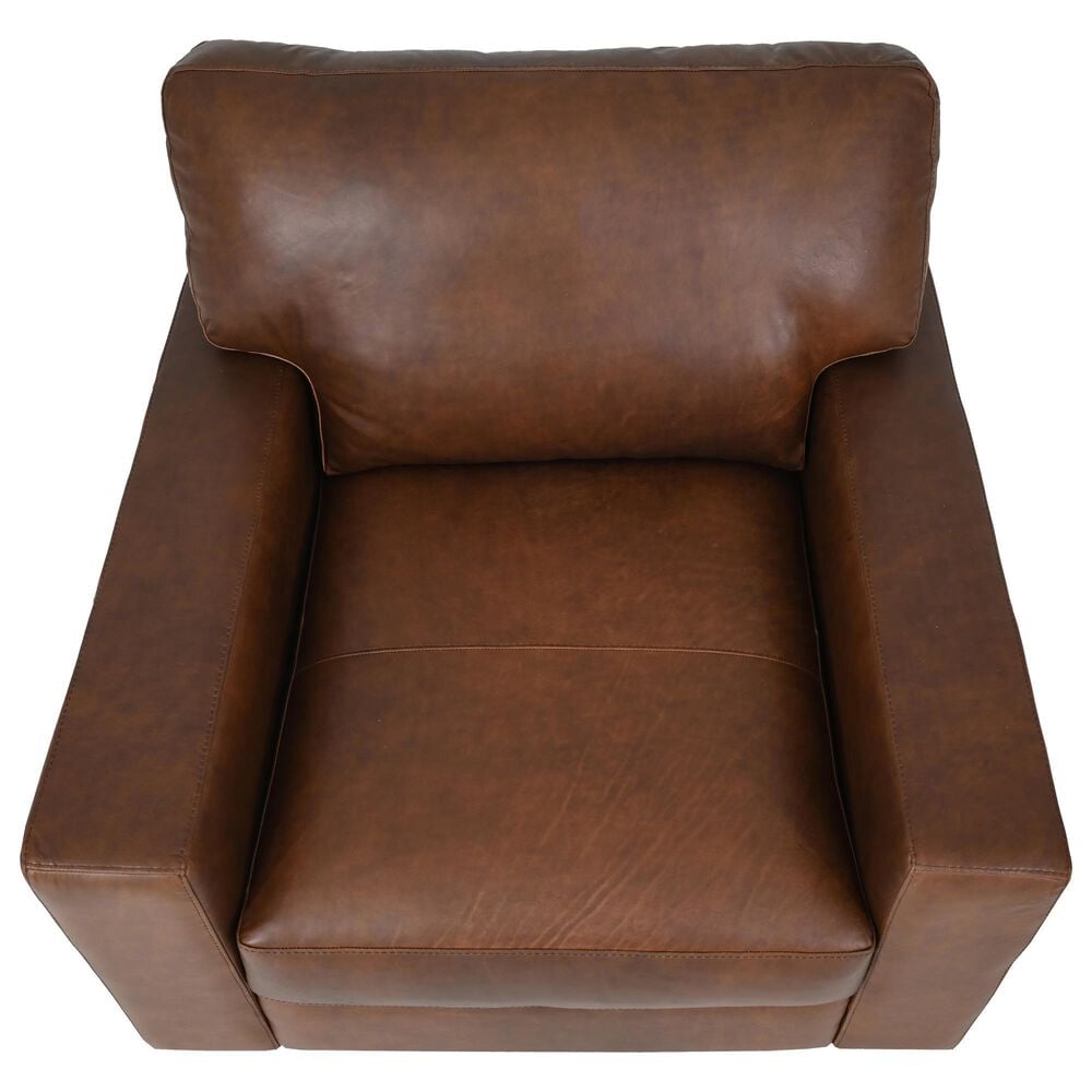 Bordeaux &amp; Co Leather Swivel Chair in Brown, , large