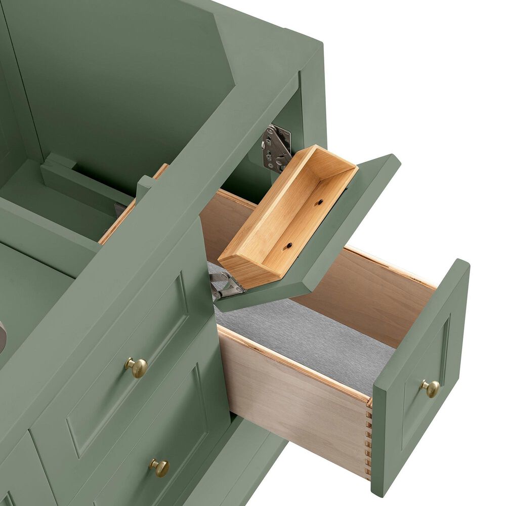 James Martin Vanities Breckenridge 30" Single Bathroom Vanity in Smokey Celadon with Single Hole 3 cm White Zeus Quartz Top and Rectangular Sink, , large