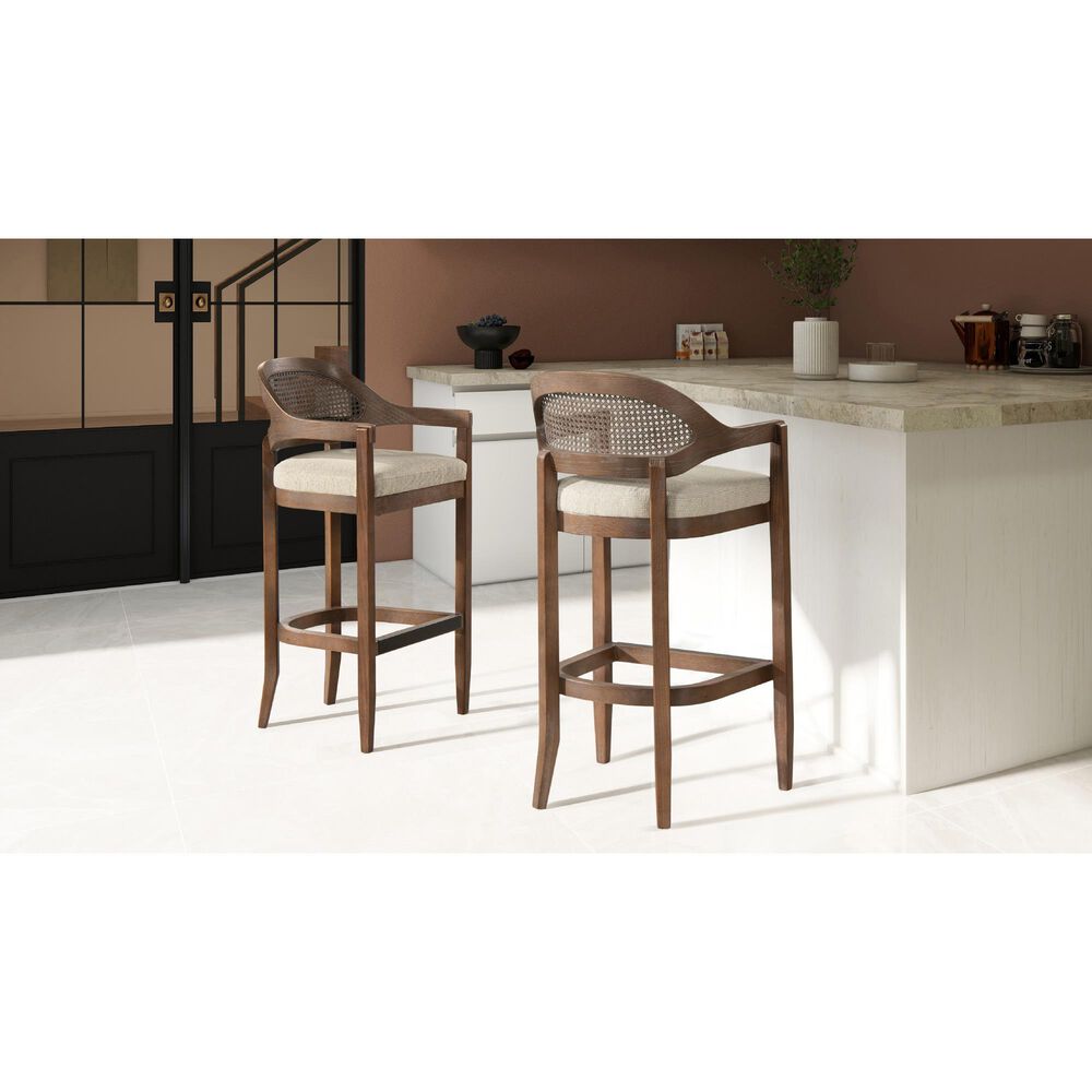 Jennifer Taylor Home Americana 30.5" Bar Stool with Taupe Beige Cushion in Natural, , large