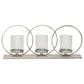 Maple and Jade Overlapping Rings Pillar 3 Plate Geometric Decorative Candelabra in Silver, , large