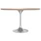 Leisuremod LeisureMod Verve Collection 48 Round Dining Table, Brushed Chrome Base with Light Natural Wood MDF Top, , large