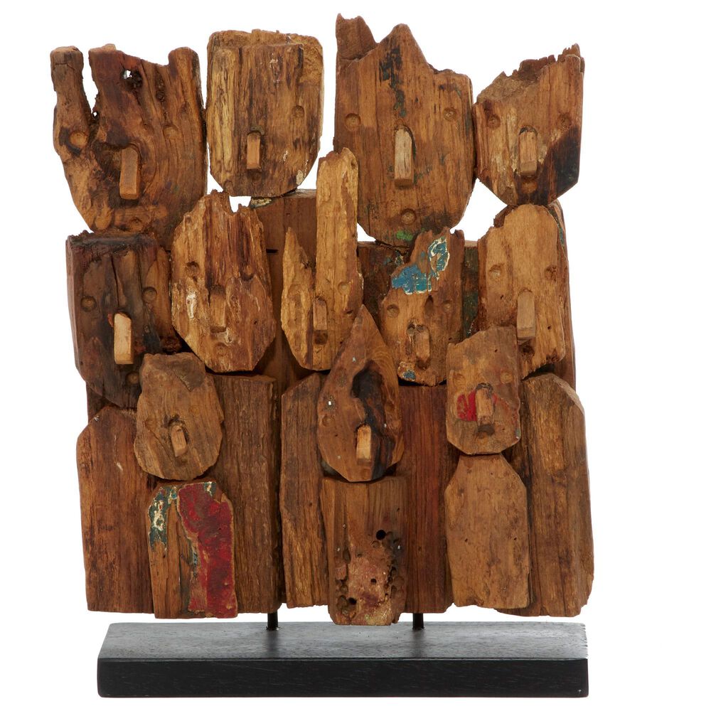Maple and Jade Abstract Sculpture in Natural Brown, , large
