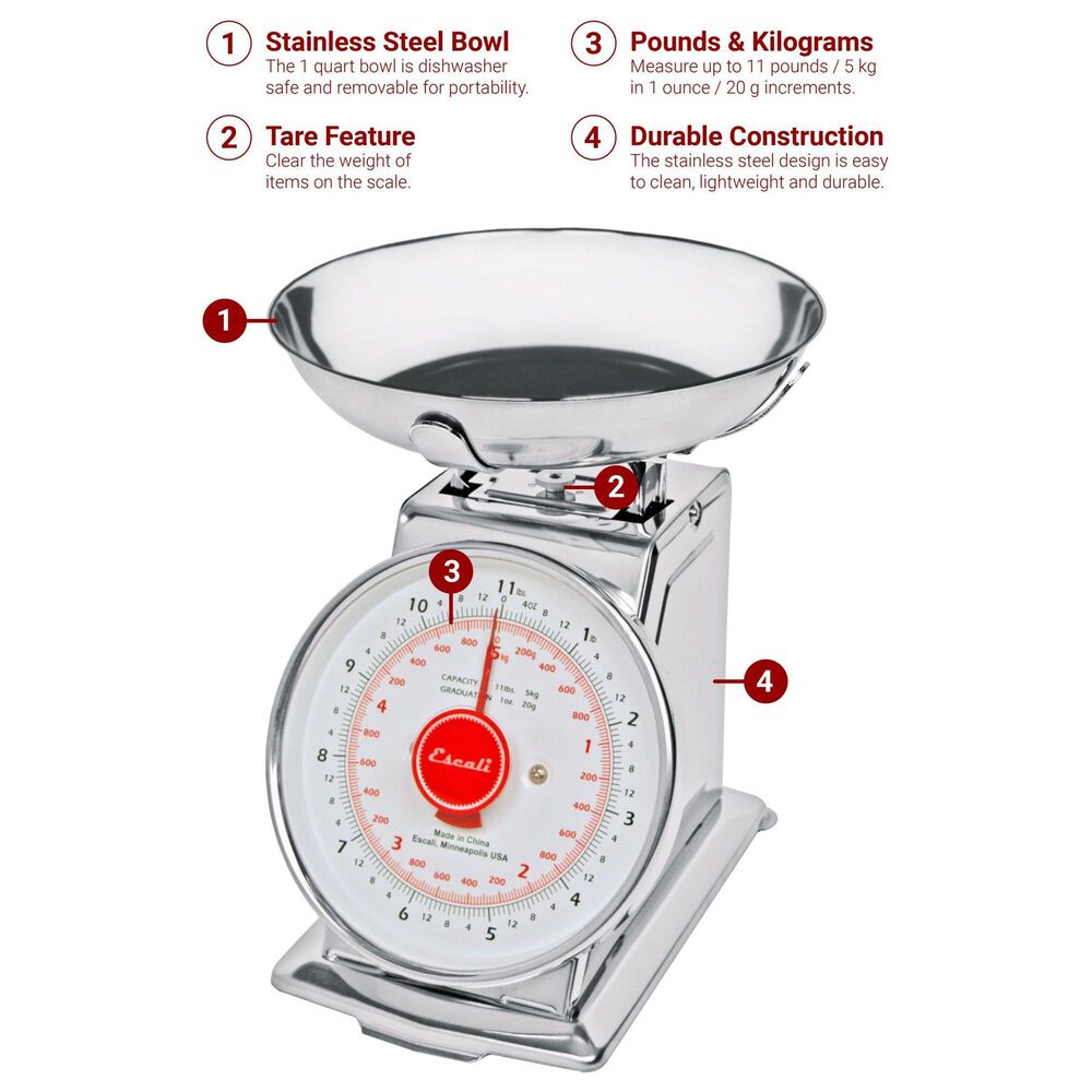 Kitchen Supply Mercado Dial Scale with Bowl in Stainless Steel, , large