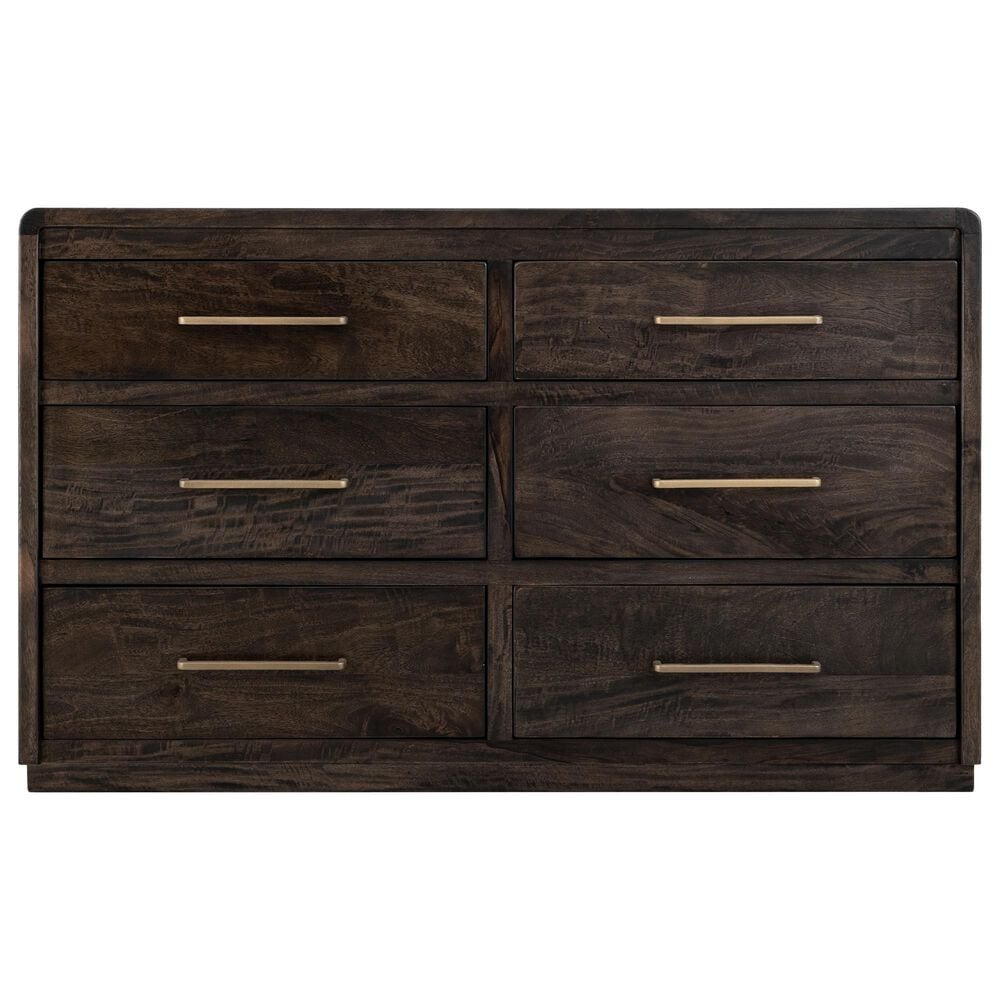 Fallridge Mezquite Solid Wood 6 Drawer Dresser and Mirror in Black natural Grain, , large