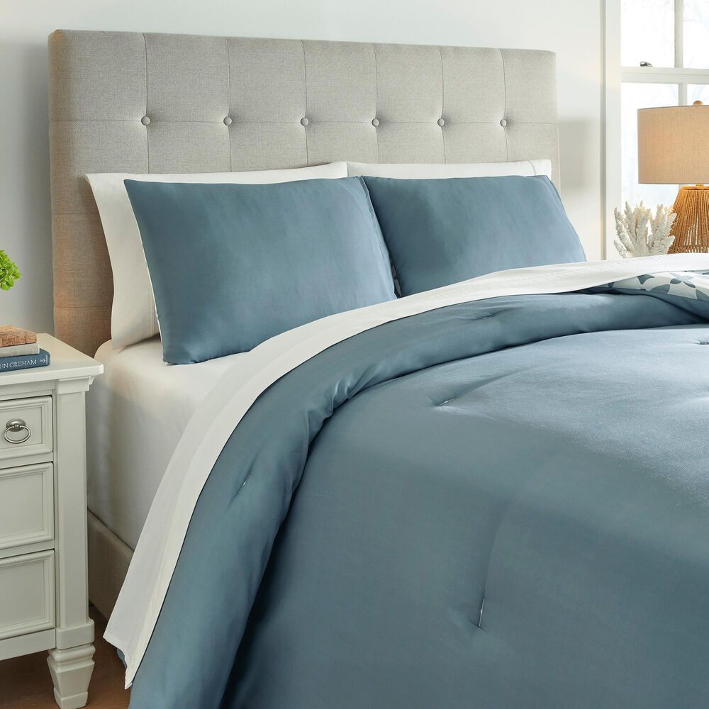 Signature Design by Ashley Adason 3-Piece Queen Comforter Set in Blue and White, , large