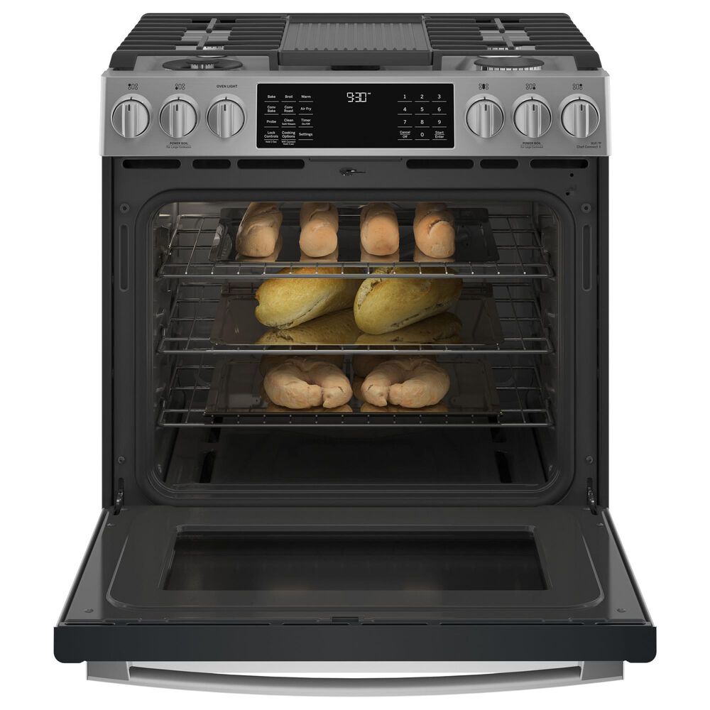 GE Profile 2-Piece Kitchen Package with 5.6 Cu. Ft. Smart Slide-In Gas Range and 1.7 Cu. Ft. Microwave Oven in Stainless Steel, , large