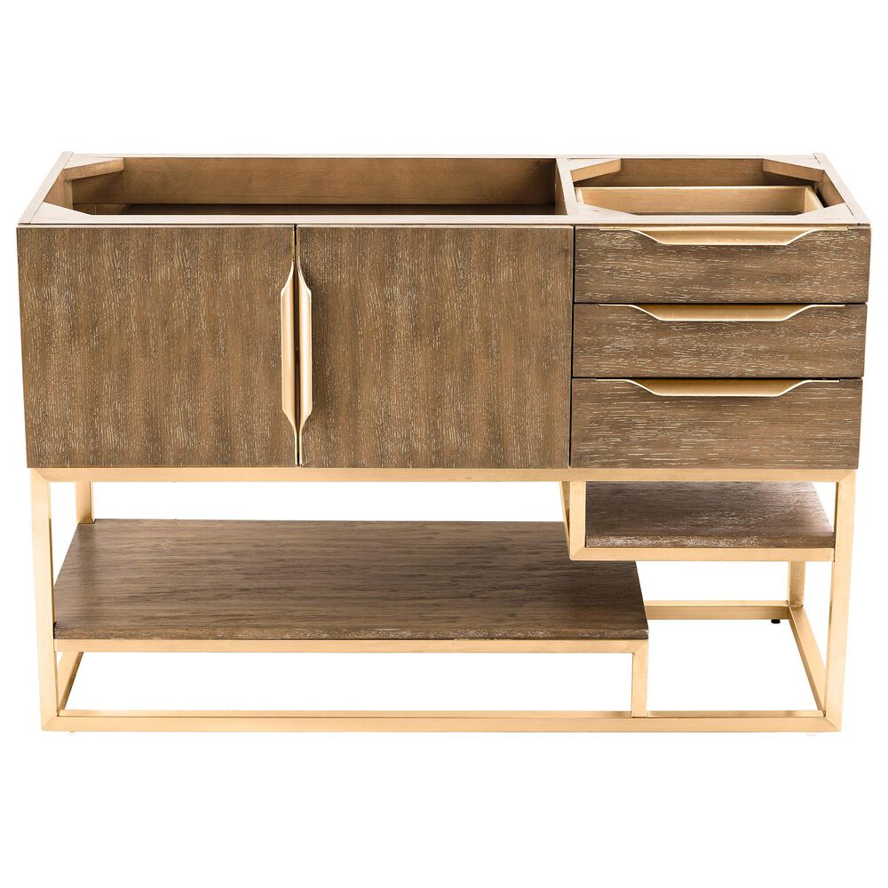 James Martin Columbia 48" Single Bathroom Vanity Cabinet in Latte Oak and Radiant Gold, , large