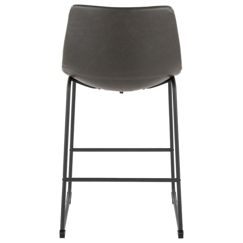 Lumisource Duke Fixed-Height Counter Stool with Grey Cushion in Black, , large