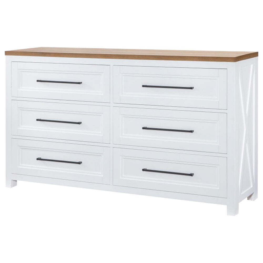 Legacy Classic Franklin 6-Drawer Dresser in Oak and White, , large