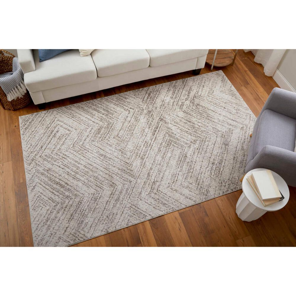 Feizy Vancouver Abstract 8&#39; x 10&#39; Beige and Brown Area Rug, , large