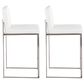 LumiSource Fuji 26" Counter Stool with White Upholstery in Stainless Steel (Set of 2), , large