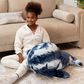 Jaxx Marina The Whale Sea Buddy Large Kids Stuffed Animal Bean Bag in Tie-Dye Blue Print, , large