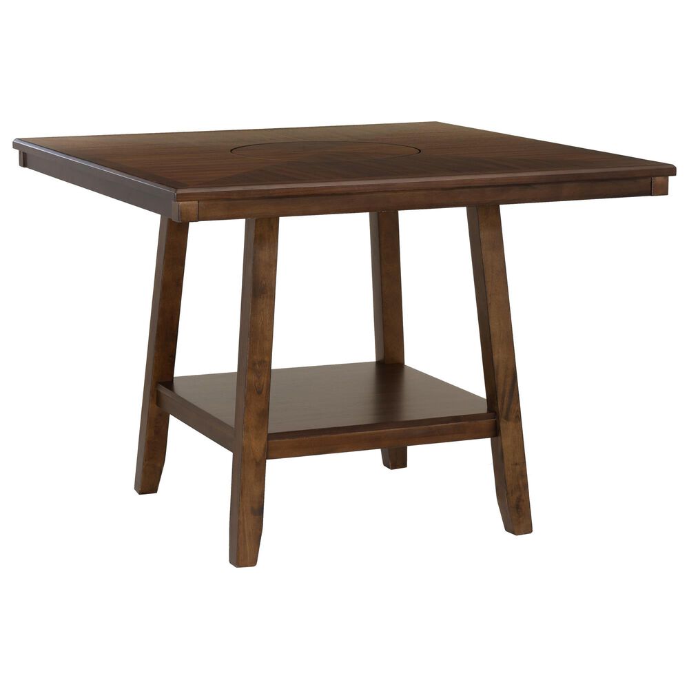 Linon Home Decor Spiva Counter Height Table with Lazy Susan in Brown - Table Only, , large