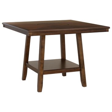 Linon Home Decor Spiva Counter Height Table with Lazy Susan in Brown - Table Only, , large