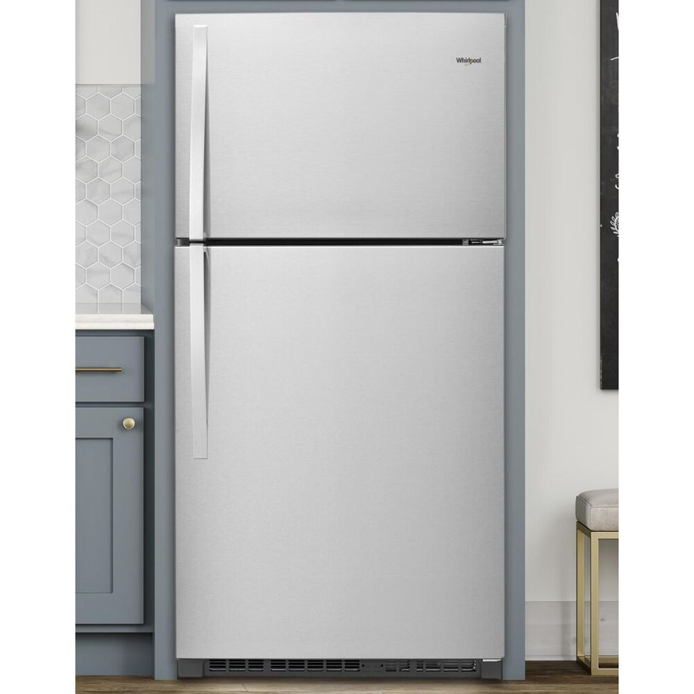 Whirlpool 21 Cu. Ft. 33&quot; Wide Top Freezer Refrigerator in Fingerprint Resistant Stainless Steel, , large