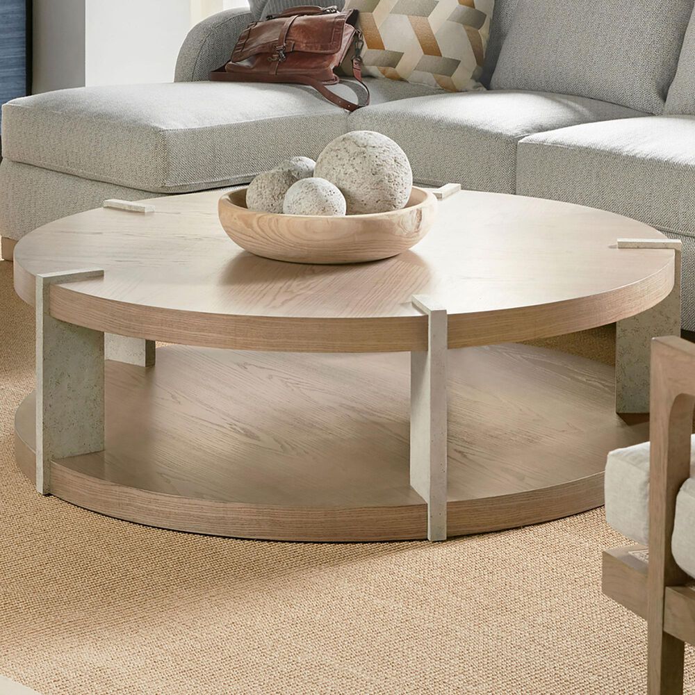 Theodore Alexander Catalina Round Cocktail Table in Dune and Mineral, , large