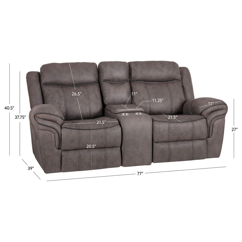 Linon Home Decor Galloway Manual Loveseat in Stone Gray, , large