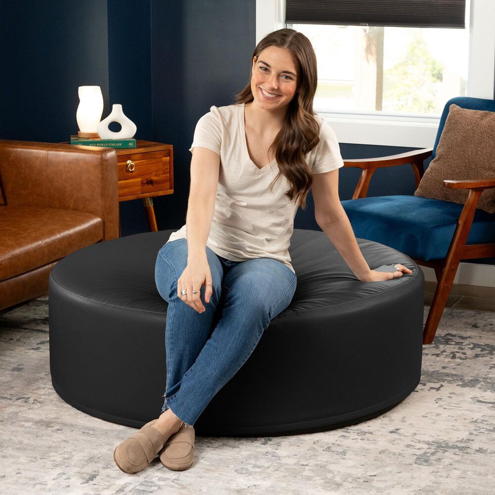 Jaxx Candler Round Ottoman in Black, , large