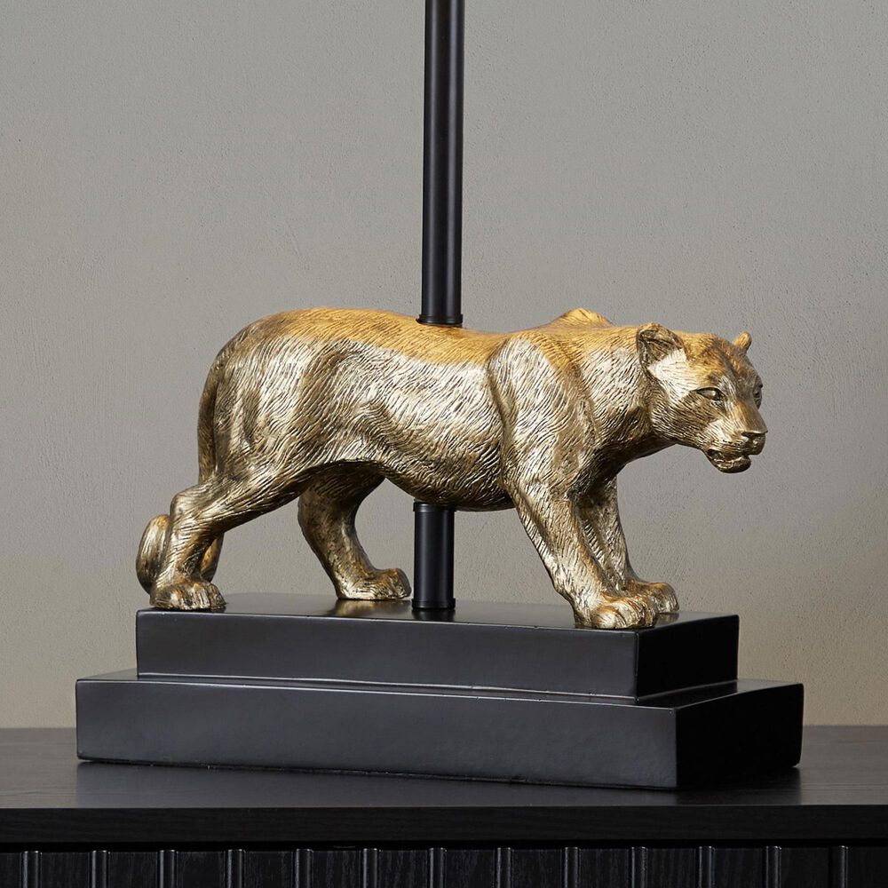 Grandview Gallery Panther Polyresin Table Lamp in Black and Gold, , large
