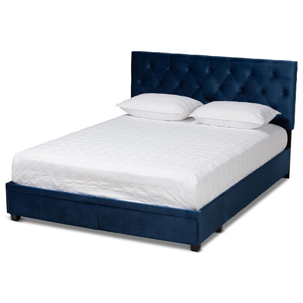 Baxton Studio Caronia Queen Upholstered Storage Bed in Navy Blue, , large