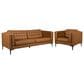 Bordeaux & Co Stationary Leather Sofa and Chair Set in Oslo Antelope, , large