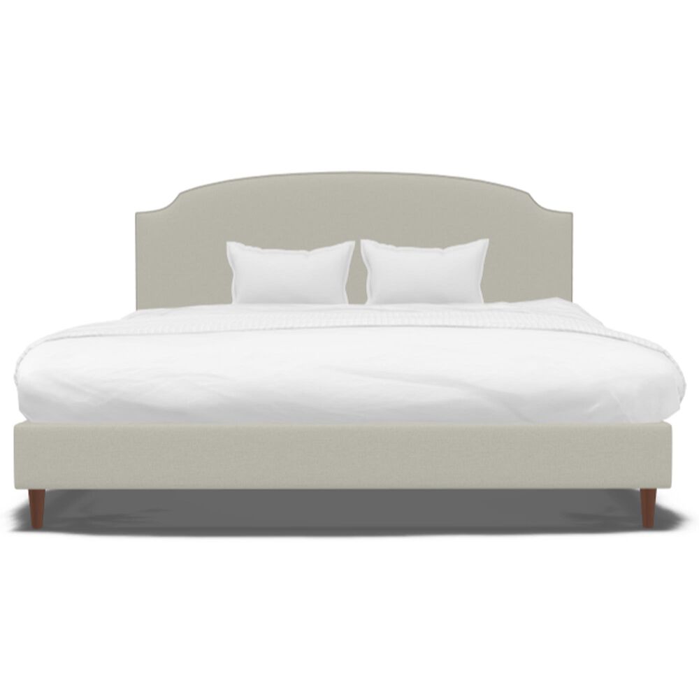 Jonathan Louis Design Lab King Platform Bed with Thrillist Pearl Upholstered in Walnut, , large