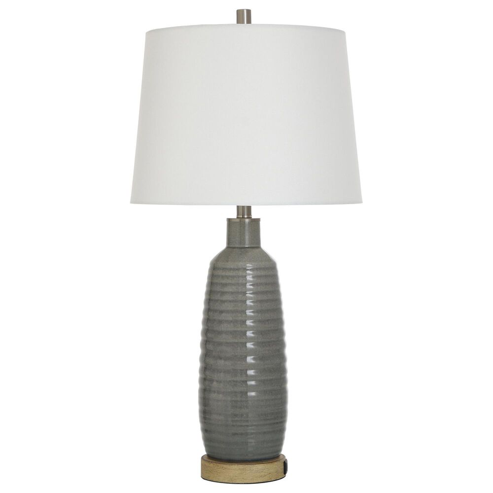 Flair Industries 30" Ceramic Table Lamp with USB Ports in Gray Washed, , large