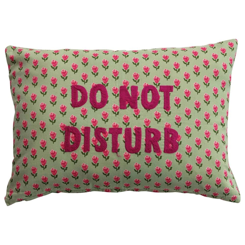 Creative Coop Magpie 14" x 20" Lumbar Pillow with Embroidered "Do Not Disturb" in Multicolor, , large