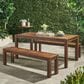 Hearth and Haven 3-Piece Outdoor Courtyard Table and Bench Set in Dark Brown, , large