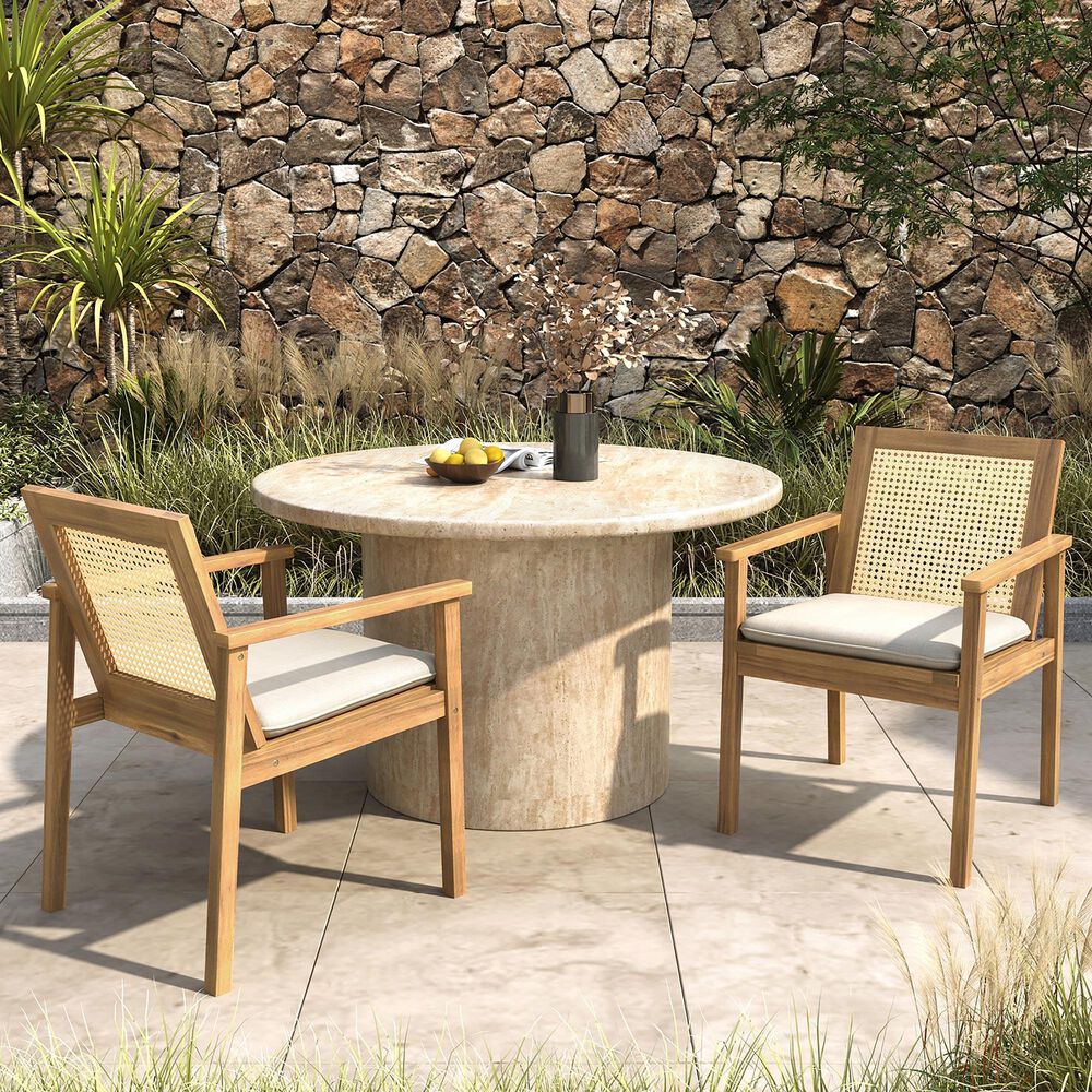 Hearth and Haven Preston Outdoor Dining Chair in Beige (Set of 2), , large