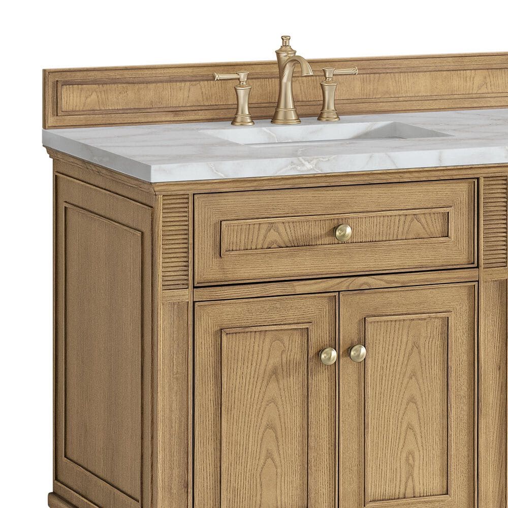 James Martin Vanities Lorelai 72" Double Bathroom Vanity in Light Natural Oak with 3 cm Eternal Jasmine Pearl Silestone Top, Rectangular Sinks and FreePower Wireless Charger, , large