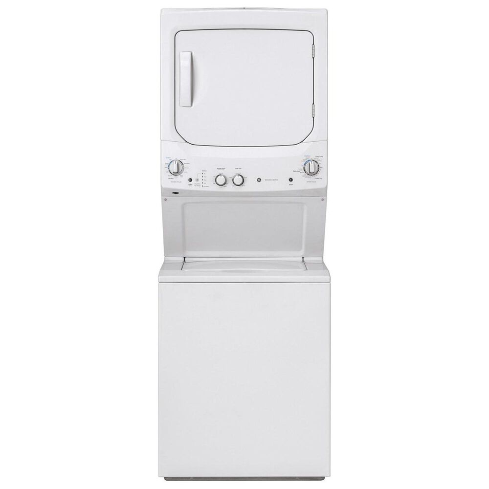 GE Appliances Unitized Spacemaker Gas Stack Laundry in White, , large